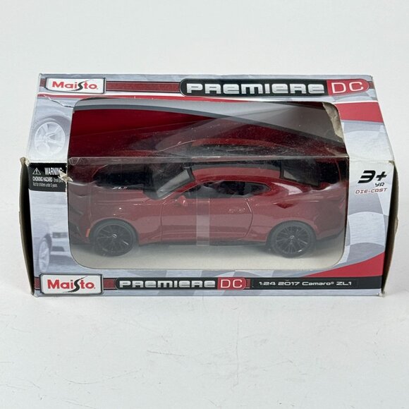 Maisto Diecast 1:24 2017 Camaro ZL1 Red Premiere DC Model Car Man Cave - Picture 1 of 8